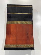 BLACK COLOUR & ORANGE BORDER KANCHIPURAM SILK SAREE