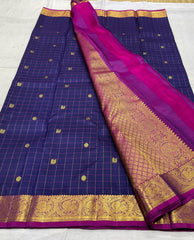 DARK BLUE COLOUR & GOLD BORDER ZARI KOTA SAREE