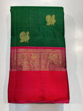 BOTTLE GREEN COLOUR & PINK\ORANGE BORDER KANCHIPURAM SILK SAREE