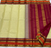 CREAM / ORANGE KANCHI SAREE