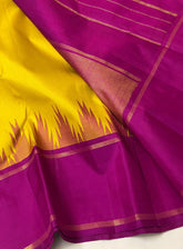 YELLOW / PINK TEMPLE SILK SAREE
