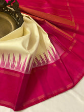 WHITE / PINK TEMPLE SILK SAREE