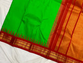GREEN /RED TEMPLE SILK SAREE