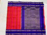 REDDISH PINK / BLUE TEMPLE SILK SAREE