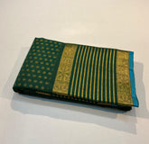 AQUA BLUE/ GREEN COLOUR COMBINITION KANCHI SILK SAREE