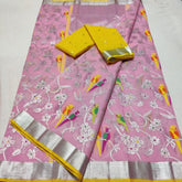 BABY PINK/ LEMON YELLOW ZARI KOTA SAREE