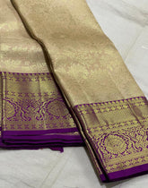 CREAM/PURPLE WITH ZARI KANCHI SILK SAREE
