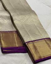 HALF WHITE/PURPLE WITH ZARI KANCHI SILK SAREE