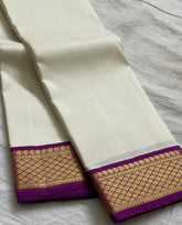 WHITE/PURPLE WITH ZARI KANCHI SILK SAREE