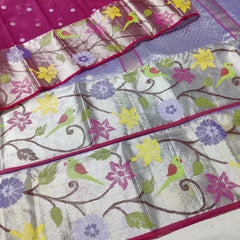 LAVENDER/MEGANTA PINK ZARI KOTA SAREE