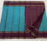 AQUA BLUE/PURPLE COLOUR COMBITION PURE KANCHI SILK SAREE