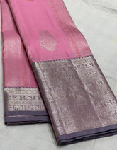 BABY PINK BORDER COLOUR COMBITION PURE KANCHI SILK SAREE