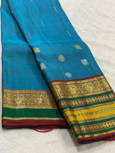 AQUA BLUE/MAROON COLOUR COMBITION PURE KANCHI SILK SAREE