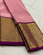 BABY PINK/PURPLE COMBITION PURE KANCHI SILK SAREE