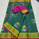 BOTTLE GREEN/MEHANDI GREEN ZARI KOTA SAREE