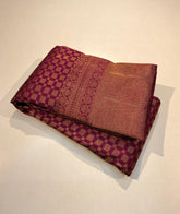 MAGENTA PURPLE COLOUR \ GOLD BORDER ZARI PURE KANCHIPURAM SAREE