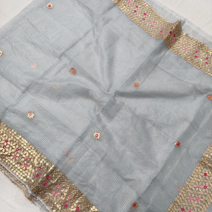 GREY GOTA BORDER KOTA SAREE