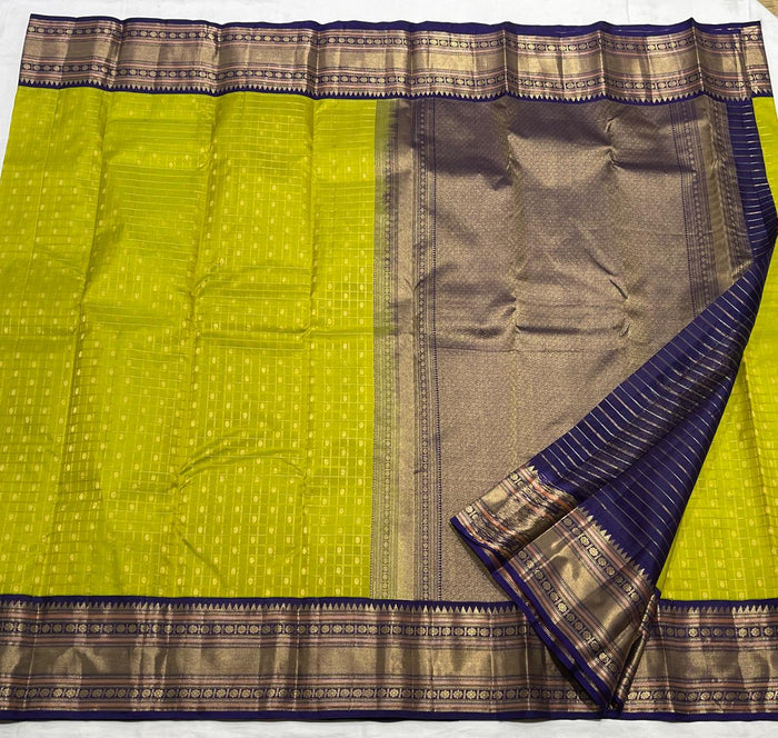 GREEN CHECKS IN KANCHI SAREE