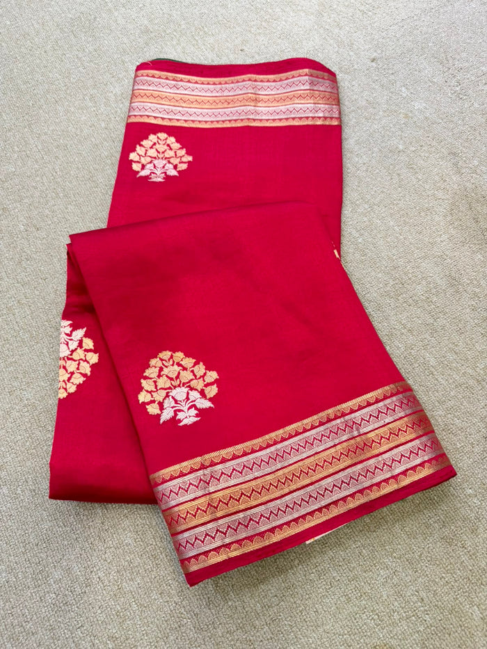 SOFT SILK RED SAREE