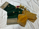 GREEN CHANDERI SAREE