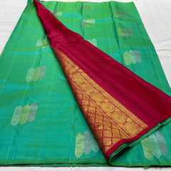 GREEN COLOUR & RED ZARI KOTA SILK SAREE
