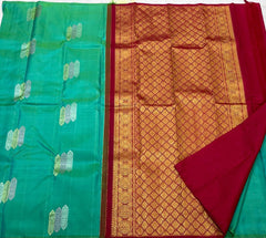 GREEN COLOUR & RED ZARI KOTA SILK SAREE