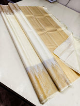 WHITE / GOLD TEMPLE SILK SAREE
