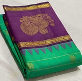 GREEN/PURPLE TEMPLE SILK SAREE