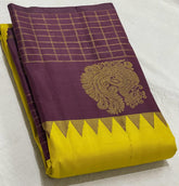 YELLOW/BROWN TEMPLE SILK SAREE