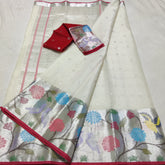 SILVER & RED COLOUR ZARI KOTA SAREE