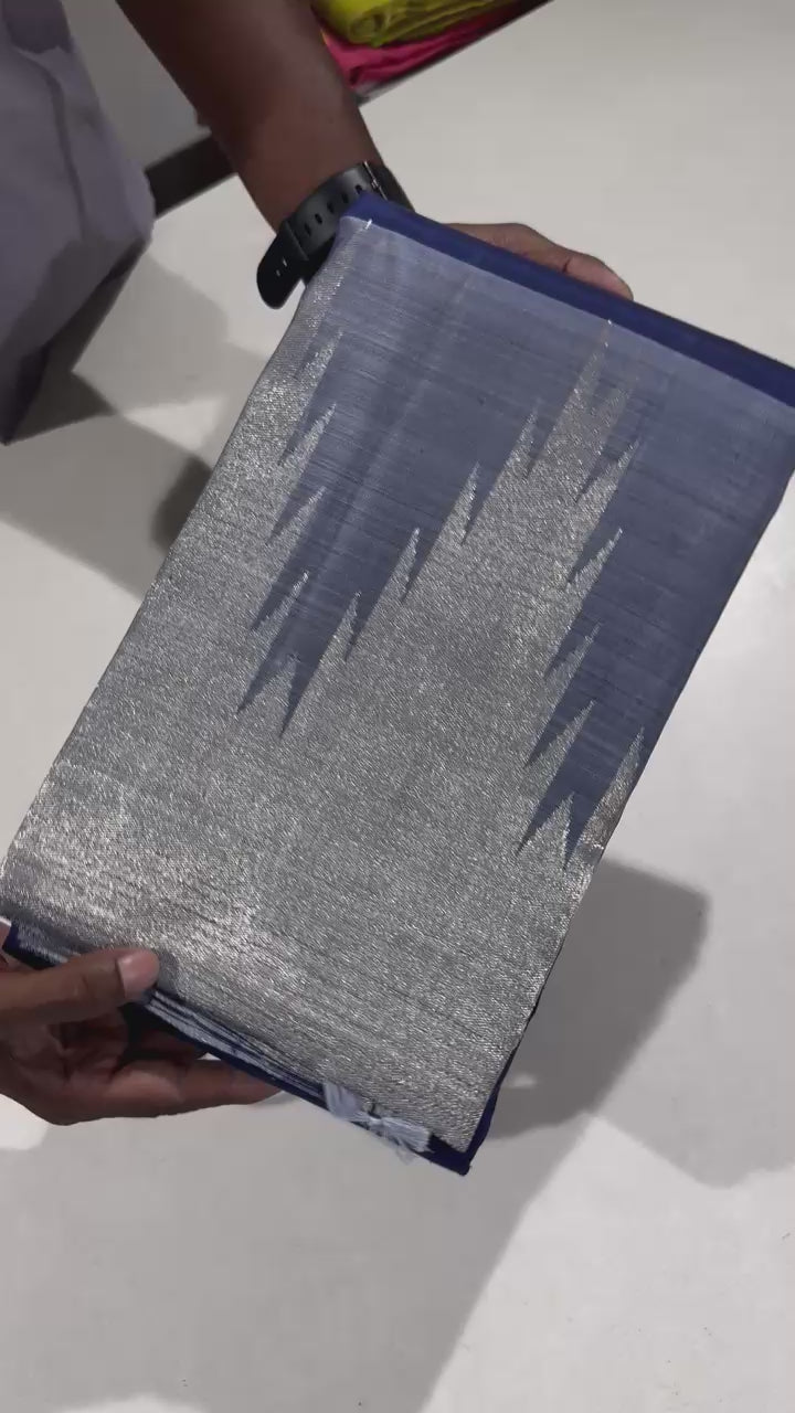 NAVI BLUE/ELEPHANT GREY TEMPLE BOARDER SAREE