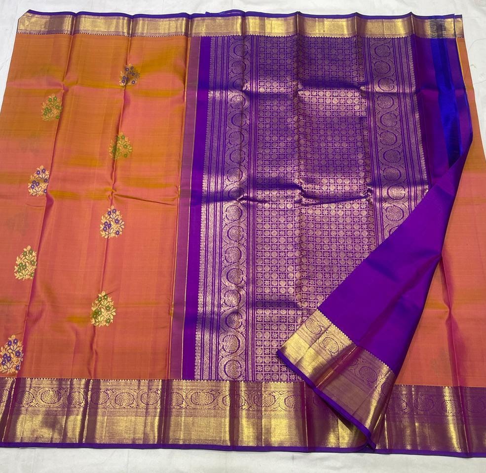CLASSIC MUSTARD YELLOW/ PURPLE KANCHI SAREE
