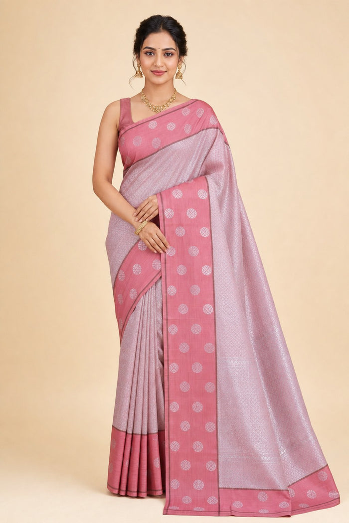 BABY PINK COLOUR SAREE - model front view