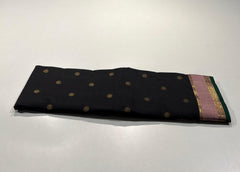 BLACK COLOUR & PINK BORDER KANCHIPURAM SILK SAREE