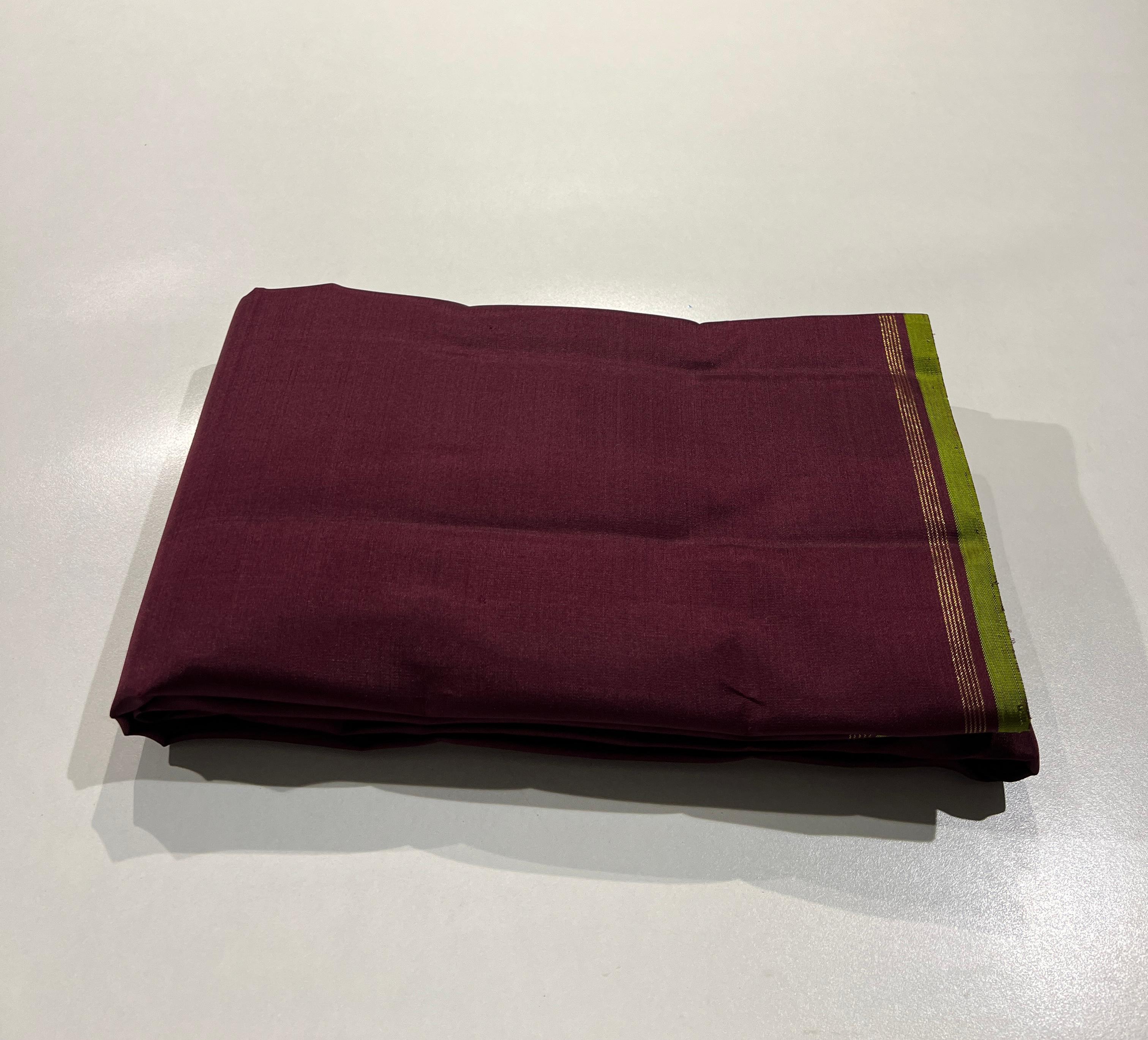BROWN COLOUR & GREEN BORDER KANCHIPURAM SILK SAREE