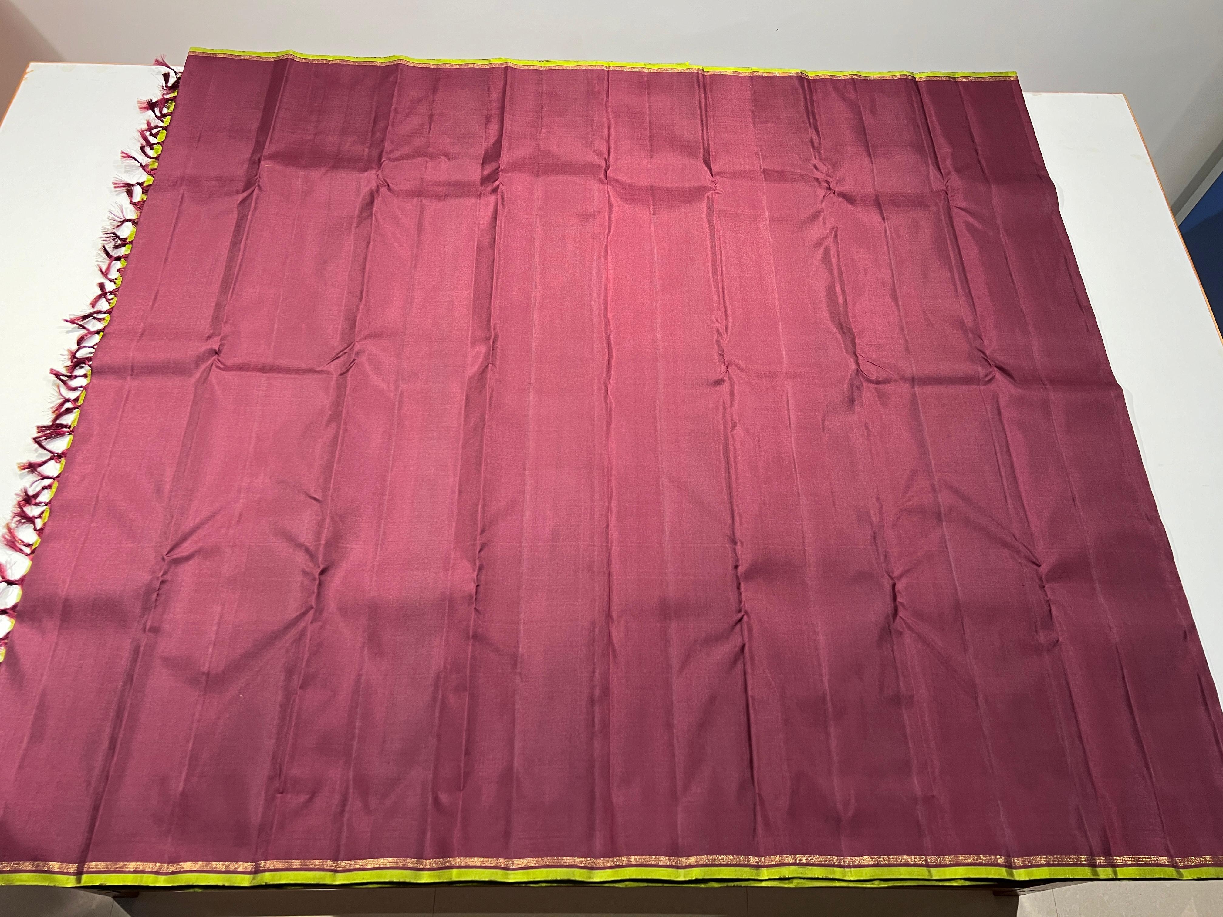 BROWN COLOUR & GREEN BORDER KANCHIPURAM SILK SAREE