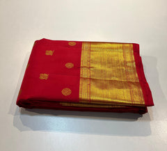 CHILLI RED COLOUR & GOLD BORDER KANCHIPURAM SILK SAREE