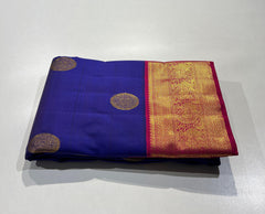 ROYAL BLUE COLOUR & PINK/GOLD BORDER KACHIPURAM SILK SAREE