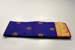ROYAL BLUE COLOUR & PINK/GOLD BORDER KACHIPURAM SILK SAREE