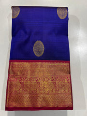 ROYAL BLUE COLOUR & PINK/GOLD BORDER KACHIPURAM SILK SAREE
