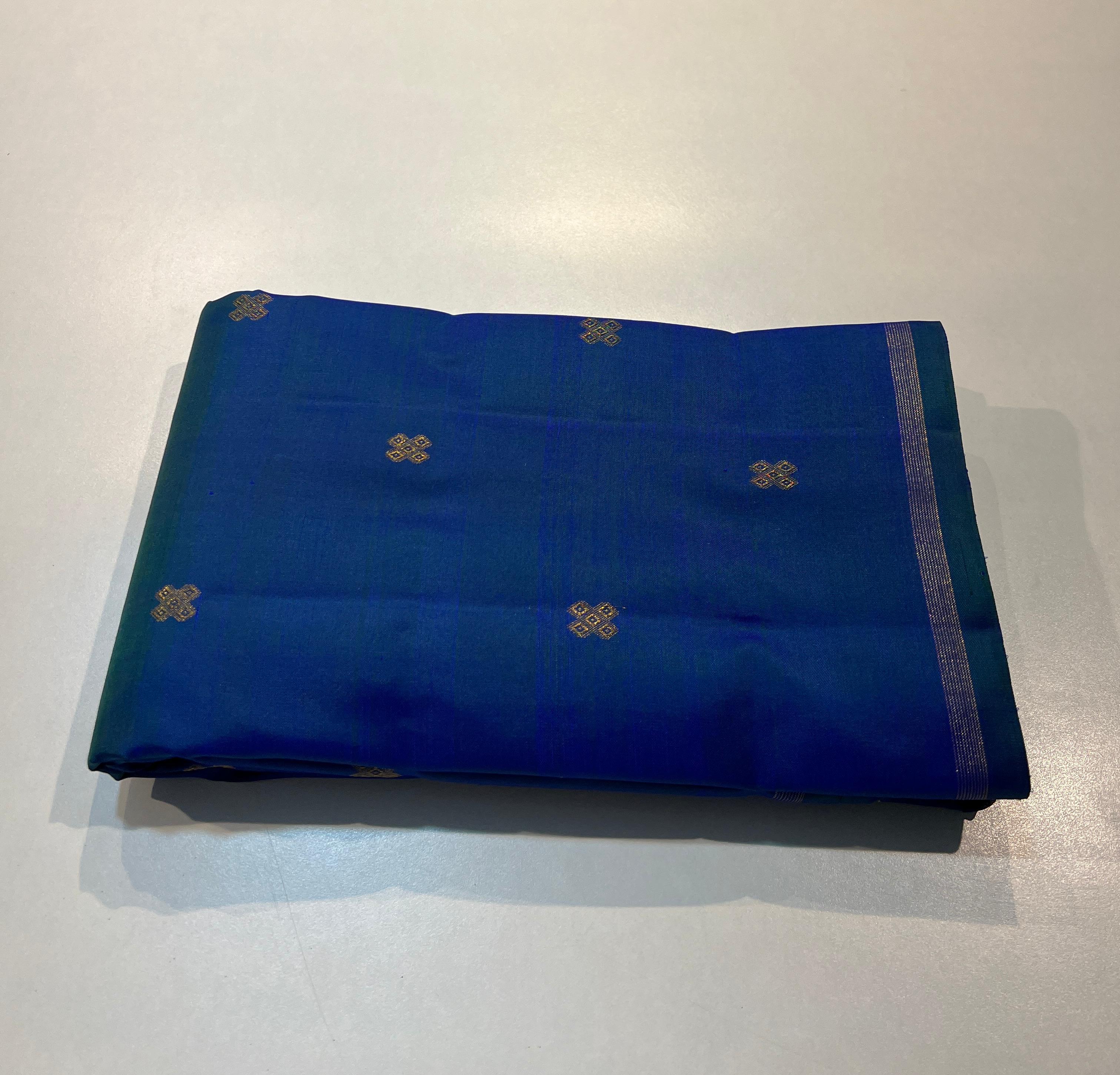 BLUE & GREEN DUAL TONE COLOUR COMBINATION KACHIPURAM SILK SAREE