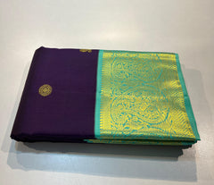 VIOLET COLOUR  & TURQUOISE GREEN BORDER KACHIPURAM SILK SAREE