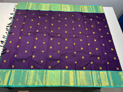 VIOLET COLOUR  & TURQUOISE GREEN BORDER KACHIPURAM SILK SAREE
