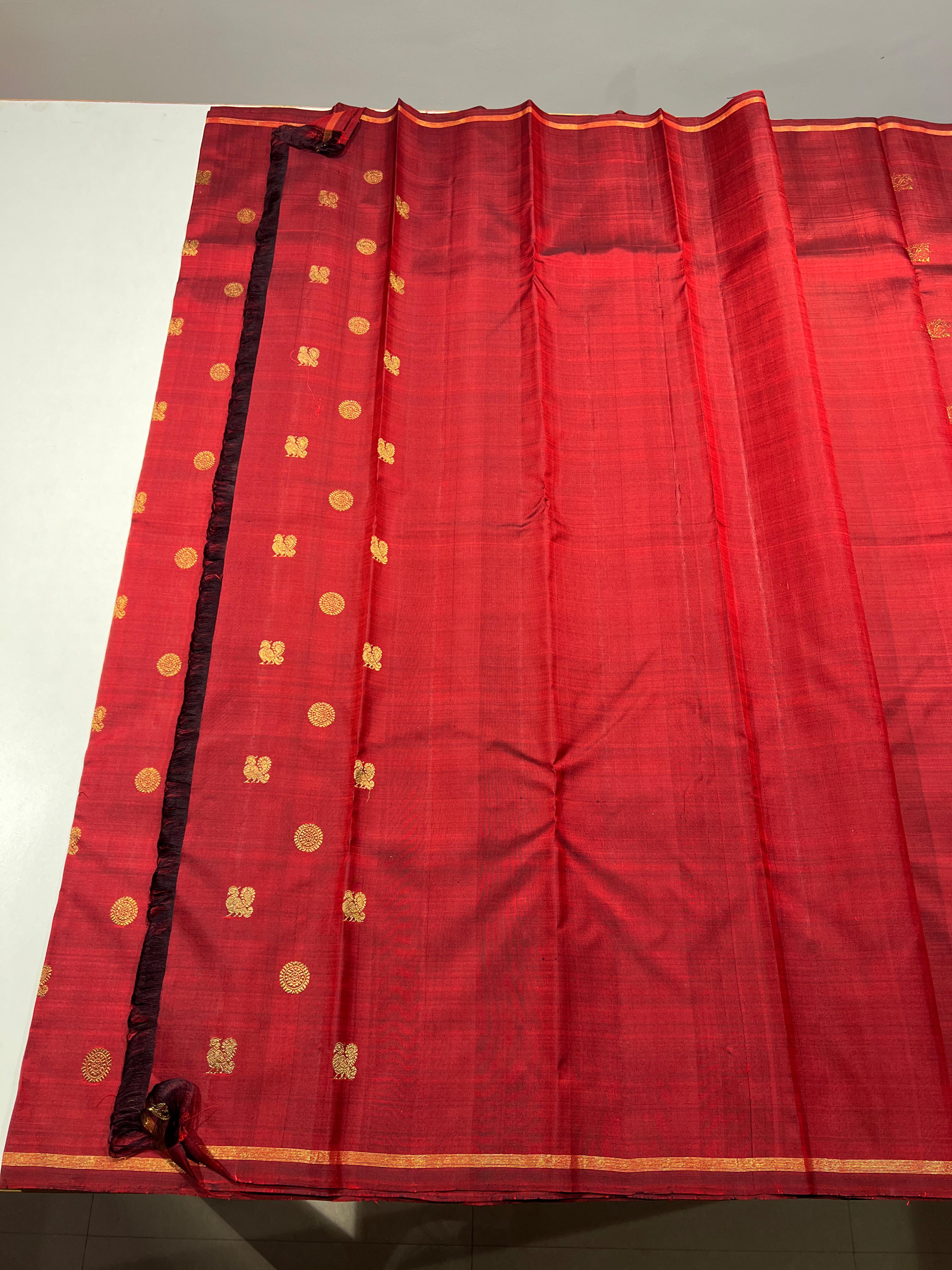 MAROON COLOUR COMBINATION KACHIPURAM SILK SAREE