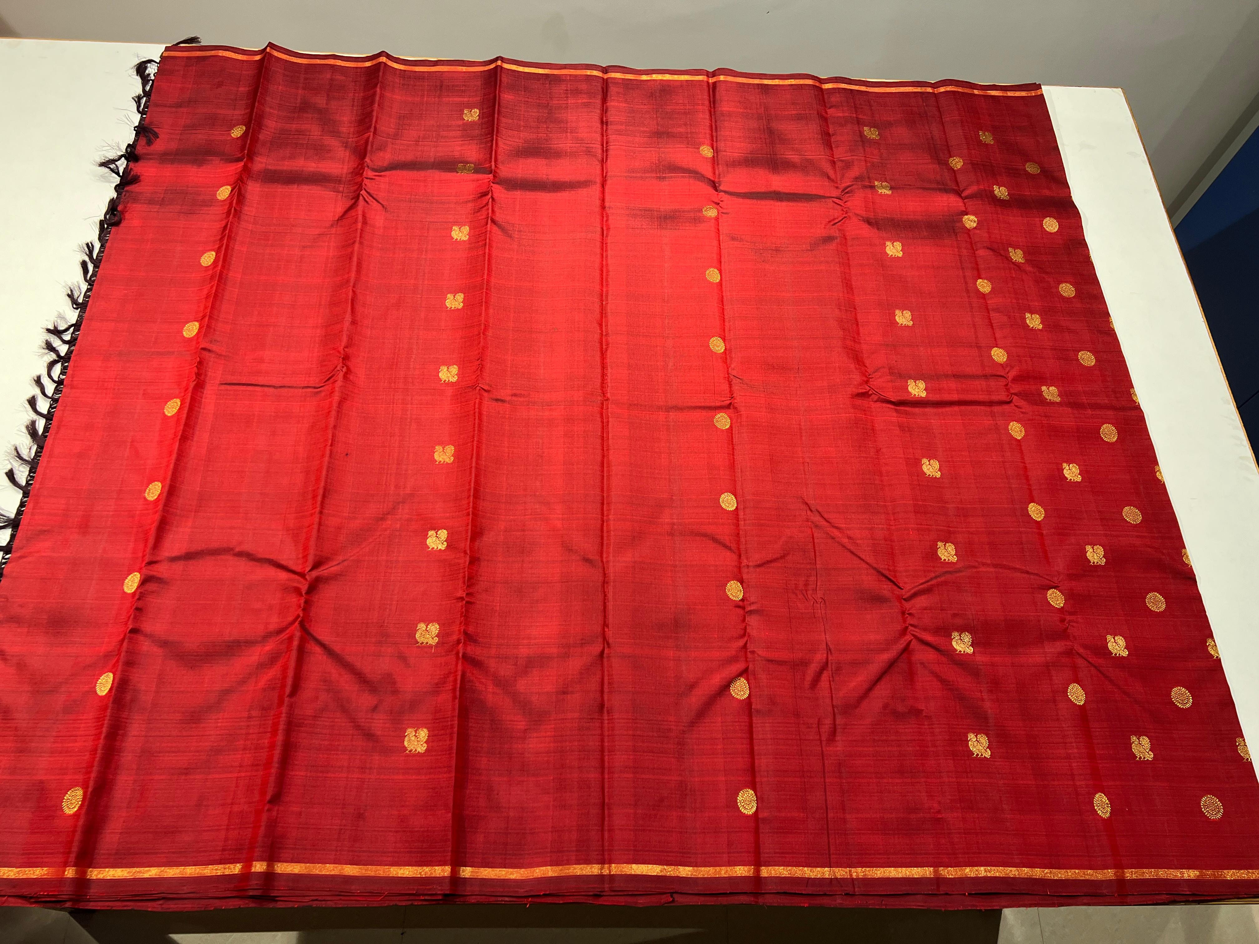 MAROON COLOUR COMBINATION KACHIPURAM SILK SAREE