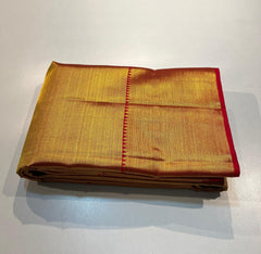 FULL GOLD COLOUR  & RED BORDER KANCHIPURAM SILK SAREE