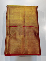 FULL GOLD COLOUR  & RED BORDER KANCHIPURAM SILK SAREE