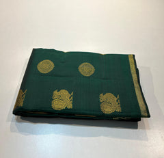 BOTTLE GREEN & GLOD BORDER KANCHIPURAM SILK SAREE