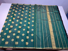 BOTTLE GREEN & GLOD BORDER KANCHIPURAM SILK SAREE