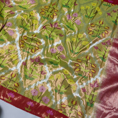 LITE GREEN COLOUR & RED BRODER ZARI KOTA SILK SAREE
